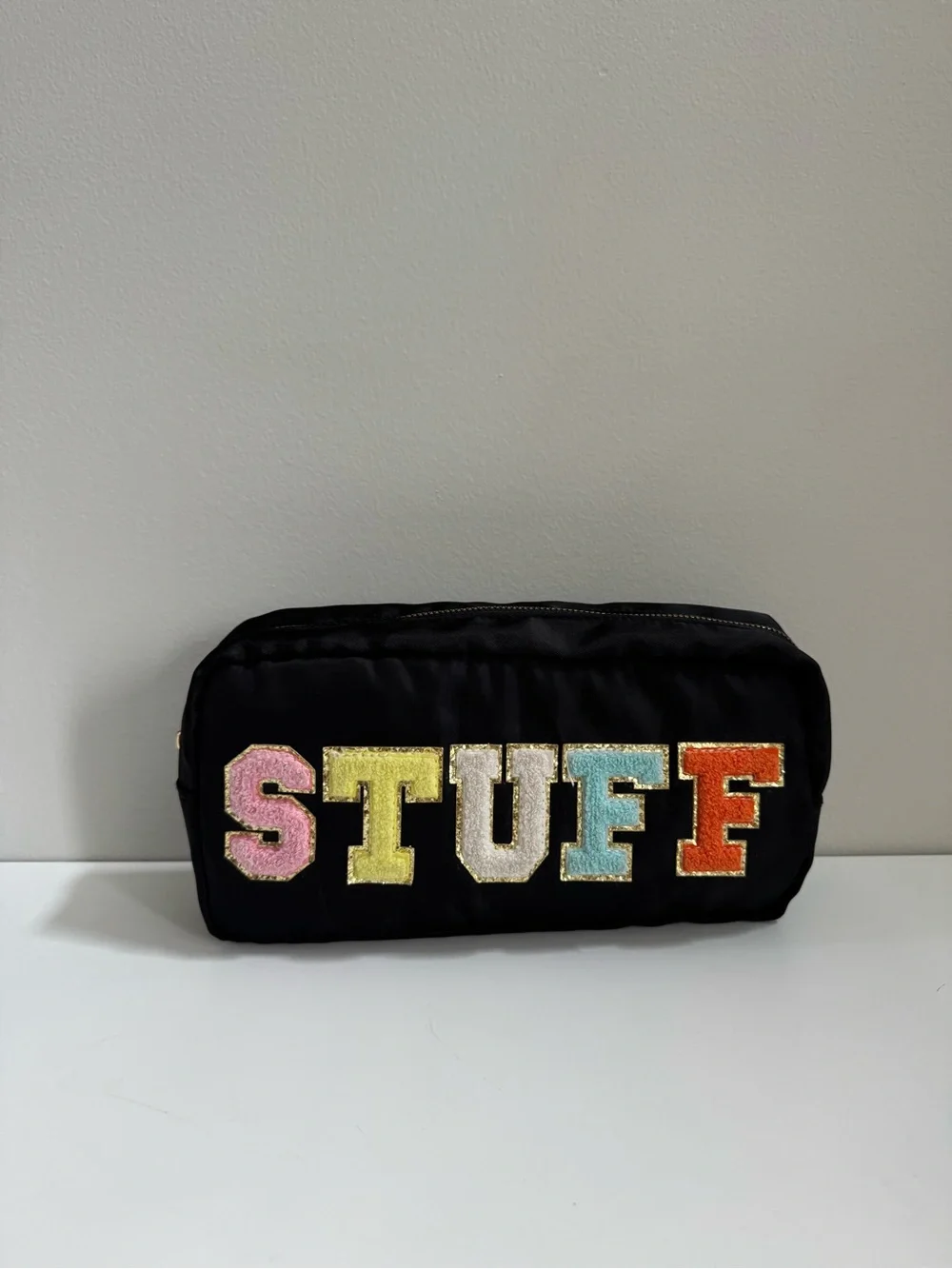 Preppy Chenille Letter “Stuff” Travel Toiletry, Make-up or Organizational Bag